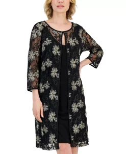 Connected Women's Mesh Elbow-Sleeve Jacket Dress -Adrianna Papell Sales Shop 23305234 fpx