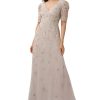Adrianna Papell Women's Beaded Puff-Sleeve Surplice Gown -Adrianna Papell Sales Shop 23334716 fpx