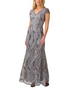 Adrianna Papell Women's Sequined Embroidered Gown