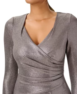 Adrianna Papell Women's Metallic Jersey Ruched Gown -Adrianna Papell Sales Shop 23335065 fpx