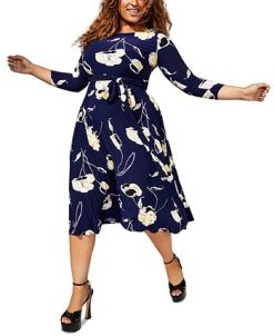 Kasper Plus Size Fit & Flare Boat-Neck Dress -Adrianna Papell Sales Shop 23338347 fpx