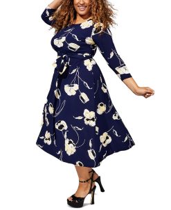Kasper Plus Size Fit & Flare Boat-Neck Dress -Adrianna Papell Sales Shop 23338348 fpx