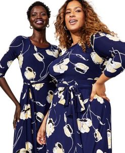 Kasper Plus Size Fit & Flare Boat-Neck Dress -Adrianna Papell Sales Shop 23338367 fpx