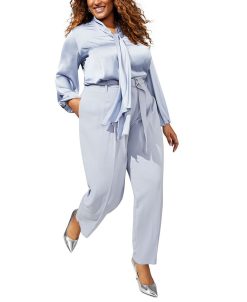 Bar III Plus Size Bow-Neck Blouse & Tie-Waist Pants, Created For Macy's