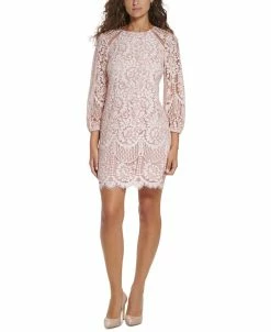 Vince Camuto Women's Lace Blouson-Sleeve Shift Dress