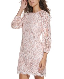 Vince Camuto Women's Lace Blouson-Sleeve Shift Dress -Adrianna Papell Sales Shop 23360753 fpx