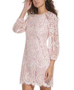 Vince Camuto Women's Lace Blouson-Sleeve Shift Dress -Adrianna Papell Sales Shop 23360753 fpx