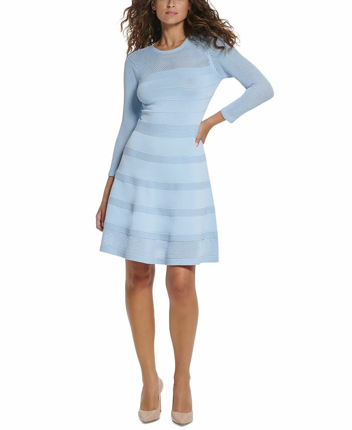 Vince Camuto Women's Pointelle-Trimmed Knit Dress 3 Vince Camuto Women's Pointelle-Trimmed Knit Dress