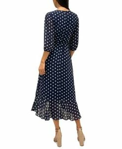 Sam Edelman Women's Polka-Dot Faux-Wrap Dress -Adrianna Papell Sales Shop 23379064 fpx