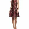 Vince Camuto Women's Jacquard Ruffled-Neck Fit & Flare Dress -Adrianna Papell Sales Shop 23387959 fpx