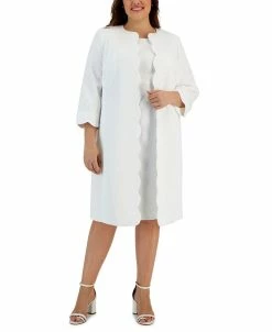 Kasper Plus Size Scallop Trimmed Topper Jacket & Jacquard Empire Seam Dress