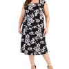 Kasper Plus Size Floral Print Cowl Neck Top & Floral Print Midi Flare Skirt -Adrianna Papell Sales Shop 23388687 fpx