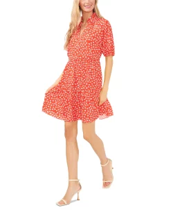 CeCe Women's Tiered V-Neck Baby Doll Dress -Adrianna Papell Sales Shop 23411958 fpx