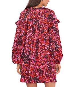 Vince Camuto Women's Pleated Ruffled Blouson-Sleeve Dress -Adrianna Papell Sales Shop 23441187 fpx