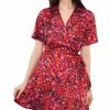 Vince Camuto Women's Floral-Print Collared V-Neck Wrap Dress -Adrianna Papell Sales Shop 23441204 fpx