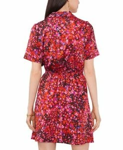 Vince Camuto Women's Floral-Print Collared V-Neck Wrap Dress -Adrianna Papell Sales Shop 23441205 fpx