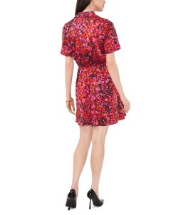 Vince Camuto Women's Floral-Print Collared V-Neck Wrap Dress -Adrianna Papell Sales Shop 23441208 fpx