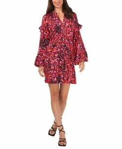 Vince Camuto Women's Pleated Ruffled Blouson-Sleeve Dress -Adrianna Papell Sales Shop 23441215 fpx