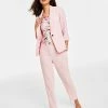 Kasper Women's One-Button Cuff-Sleeve Blazer, Floral-Print Cowlneck Top & Stretch Crepe Slim Pants -Adrianna Papell Sales Shop 23480765 fpx