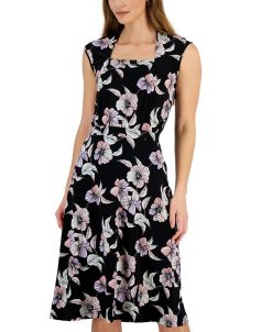 Kasper Women's Floral-Print Square-Neck Top & Floral-Print Midi Skirt