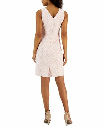 Anne Klein Women's Botanical-Print Jacquard V-Neck Sheath Dress 4 Anne Klein Women's Botanical-Print Jacquard V-Neck Sheath Dress - Image 2