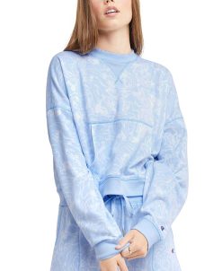 Champion Women's Campus-Print French Terry Crewneck Top