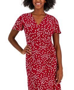Kasper Women's Dahlia Dot-Print V-Neck Flutter-Sleeve Dress -Adrianna Papell Sales Shop 23530968 fpx