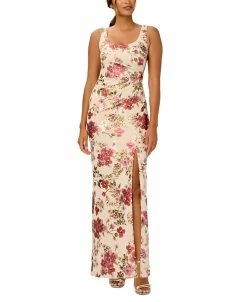 Adrianna Papell Women's Floral-Print Ruched Gown
