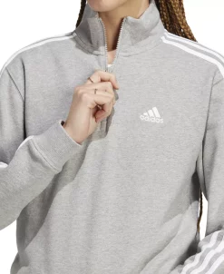 ADIDAS Women's Cotton 3-Stripes Quarter-Zip Sweatshirt -Adrianna Papell Sales Shop 23531743 fpx