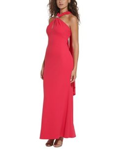 Vince Camuto Women's Embellished Scarf Halter Gown 4 Vince Camuto Women's Embellished Scarf Halter Gown -Adrianna Papell Sales Shop 23532432 fpx