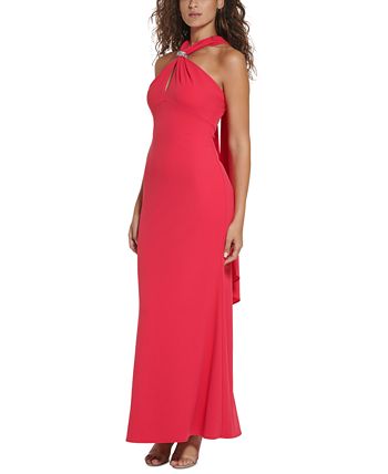 Women's Embellished Scarf Halter Gown Vince Camuto Women's Embellished Scarf Halter Gown -Adrianna Papell Sales Shop