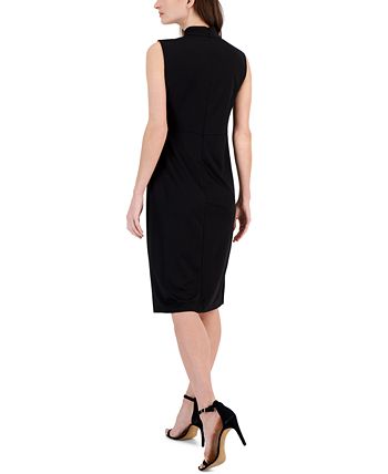Women's Harmony Mock Neck Sleeveless Sheath Dress Anne Klein Women's Harmony Mock Neck Sleeveless Sheath Dress -Adrianna Papell Sales Shop