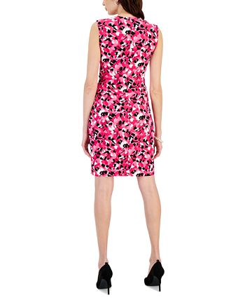 Women's Sleeveless Printed Faux-Wrap Sheath Dress Kasper Women's Sleeveless Printed Faux-Wrap Sheath Dress -Adrianna Papell Sales Shop