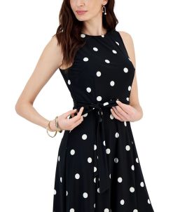 Kasper Fit & Flare Polka Dot Side Tie Dress -Adrianna Papell Sales Shop 23561121 fpx