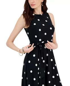 Kasper Fit & Flare Polka Dot Side Tie Dress -Adrianna Papell Sales Shop 23561121 fpx