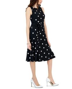 Kasper Fit & Flare Polka Dot Side Tie Dress -Adrianna Papell Sales Shop 23561122 fpx