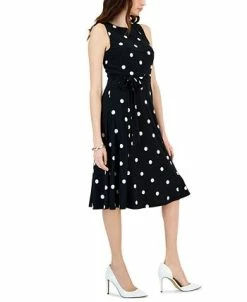 Kasper Fit & Flare Polka Dot Side Tie Dress -Adrianna Papell Sales Shop 23561122 fpx