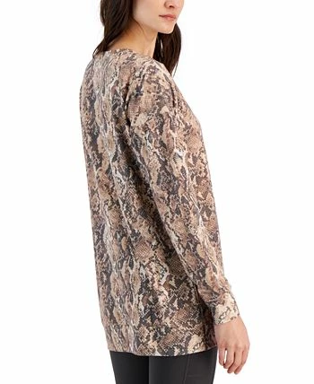 ID Ideology Women's Snake-Embossed Tulip-Hem Sweatshirt, Created For Macy's 4 ID Ideology Women's Snake-Embossed Tulip-Hem Sweatshirt, Created For Macy's - Image 2