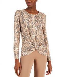 ID Ideology Women's Long-Sleeve Twist-Front Top, Created For Macys