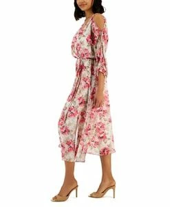 Anne Klein Women's Printed Cold-Shoulder Midi Dress 9 Anne Klein Women's Printed Cold-Shoulder Midi Dress -Adrianna Papell Sales Shop 23587737 fpx