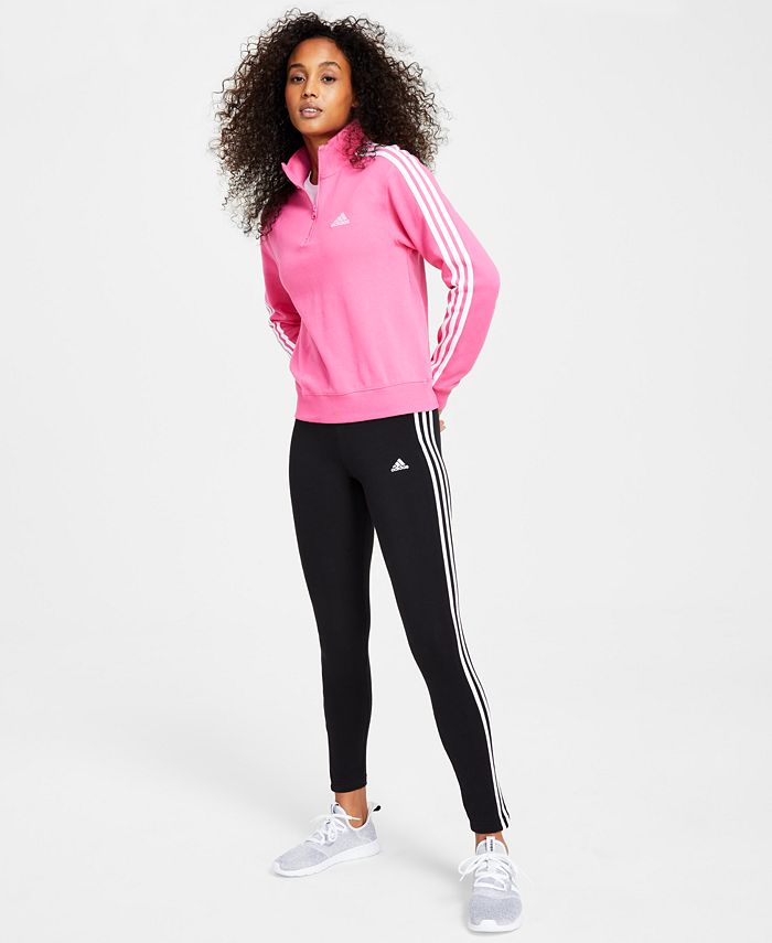 Women's Cotton 3-Stripes Quarter-Zip Sweatshirt ADIDAS Women's Cotton 3-Stripes Quarter-Zip Sweatshirt -Adrianna Papell Sales Shop