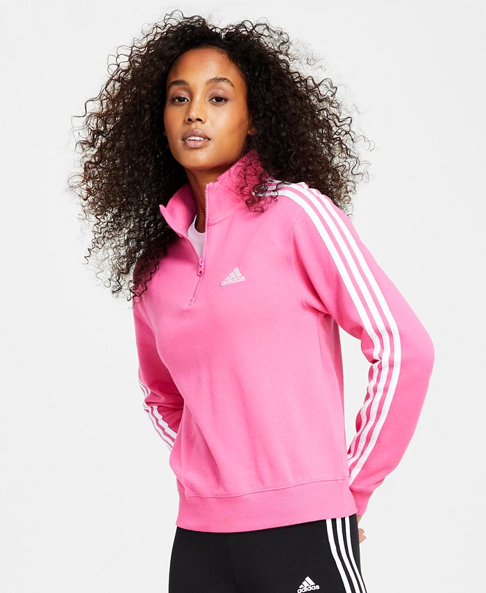 Women's Cotton 3-Stripes Quarter-Zip Sweatshirt ADIDAS Women's Cotton 3-Stripes Quarter-Zip Sweatshirt -Adrianna Papell Sales Shop