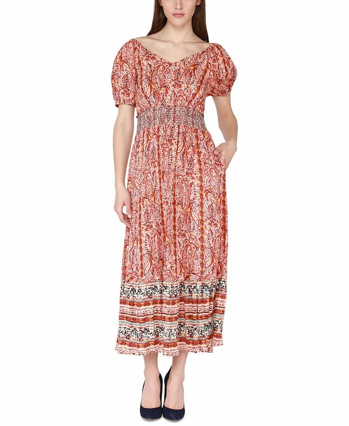 Black Tape Women's Short-Sleeve Smocked-Waist Tiered Maxi Dress 3 Black Tape Women's Short-Sleeve Smocked-Waist Tiered Maxi Dress