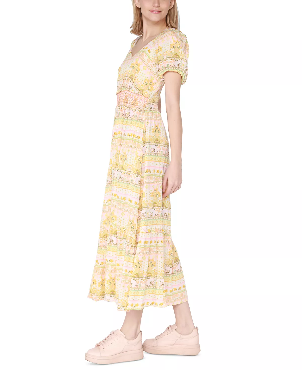 Black Tape Women's Short-Sleeve Smocked-Waist Tiered Maxi Dress 9 Black Tape Women's Short-Sleeve Smocked-Waist Tiered Maxi Dress - Image 7