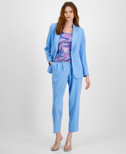 Bar III Women's Square-Neck Top, Zip-Pocket Blazer & Straight-Leg Ankle Pants, Created For Macy's