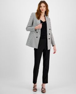 Bar III Women's Plaid Blazer, Ruched Camisole & Pull-On Pants, Created For Macy's