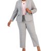 Kasper Plus Size Plaid Blazer, Twist-Neck Top & Straight-Leg Ankle Pants -Adrianna Papell Sales Shop 23628713 fpx