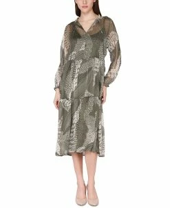 Black Tape Women's Long-Sleeve Tiered Midi Dress