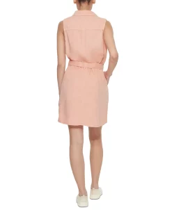 Black Tape Women's Solid Belted Sleeveless Shirtdress -Adrianna Papell Sales Shop 23629519 fpx