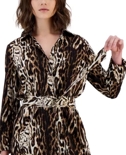 INC International Concepts Women's Belted Shirtdress, Created For Macy's -Adrianna Papell Sales Shop 23643627 fpx